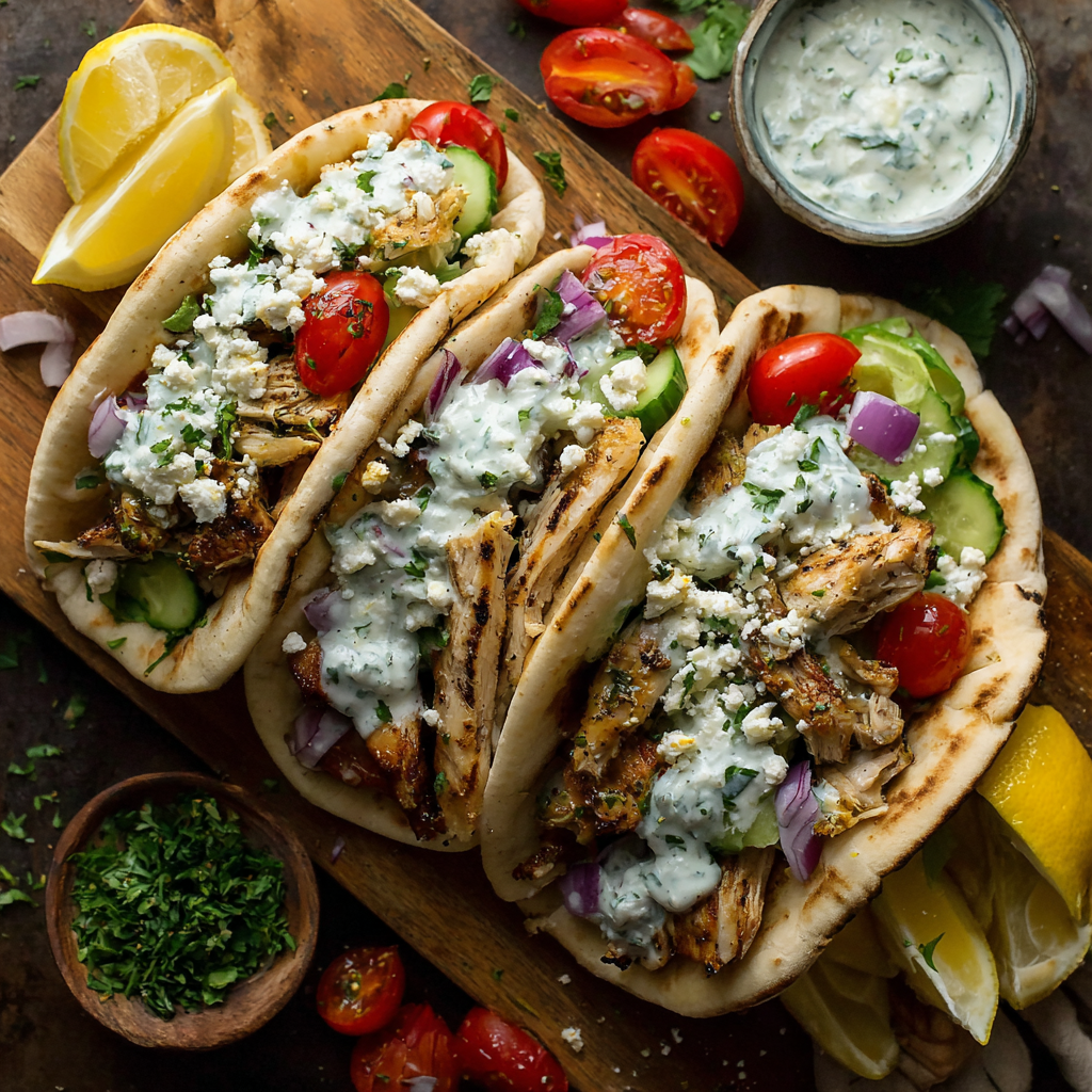 A Culinary Odyssey: Crafting the Perfect Mediterranean Chicken Gyros with Creamy Feta Tzatziki