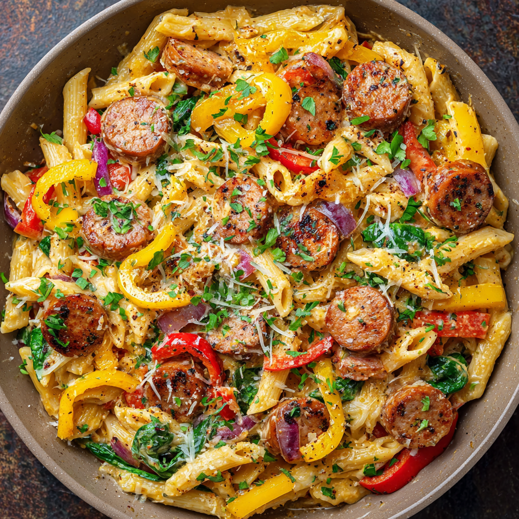 One Pot Creamy Cajun Sausage Pasta (30-Minutes!)