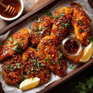 Read more about the article The Ultimate Baked Crunchy Hot Honey Chicken Recipe: A Healthier Take on a Flavor Sensation