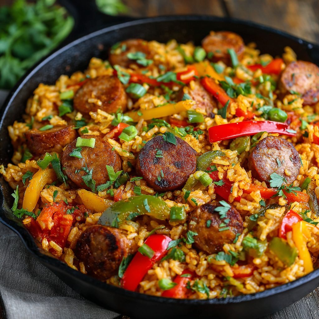 The Ultimate Cajun Sausage and Rice Skillet: A One-Pan Symphony of Flavor