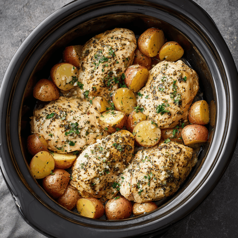 Garlic Parmesan Crockpot Chicken & Potatoes | The Ultimate Easy Meal!
