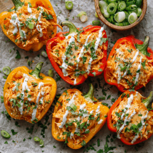 Read more about the article Buffalo Chicken Stuffed Peppers – Dairy Free & Low Carb