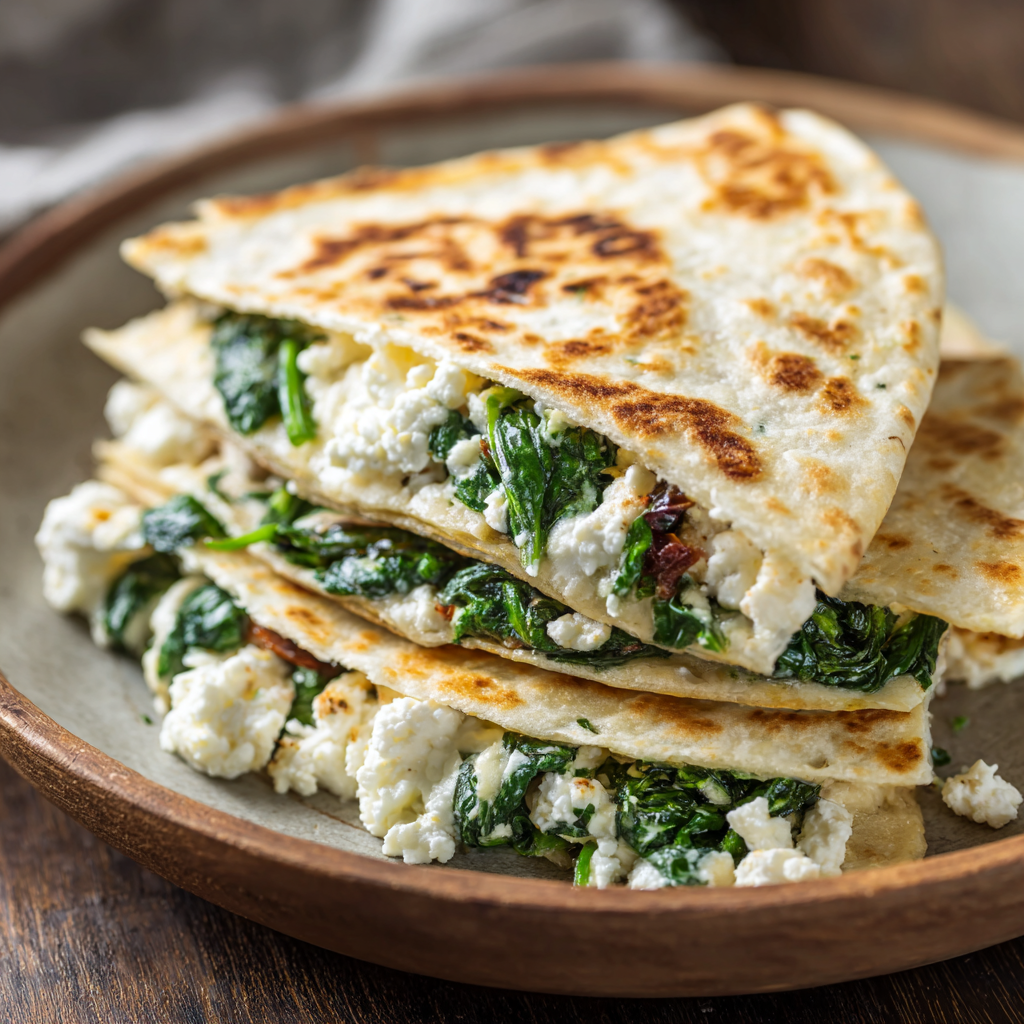 Spinach & Feta Quesadillas in 20 Minutes!