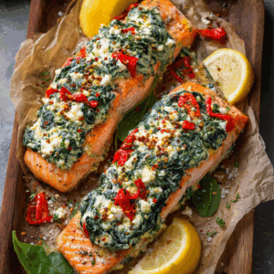 Read more about the article Stuffed Salmon With Spinach & Feta (30 Minutes!)
