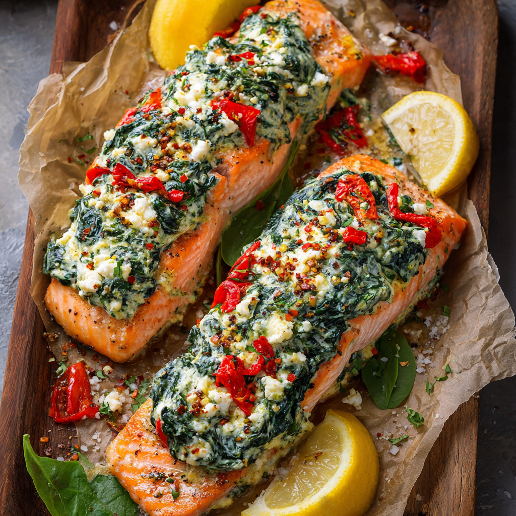 Stuffed Salmon With Spinach & Feta (30 Minutes!)