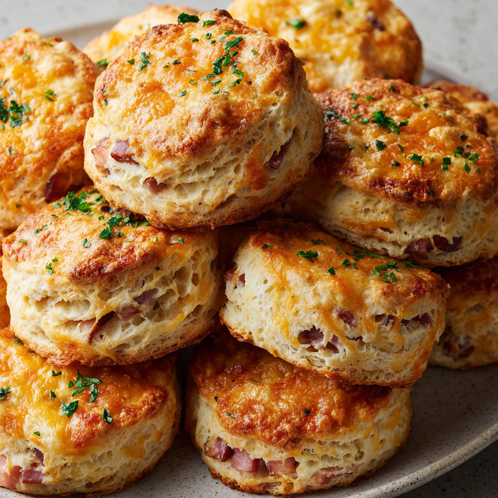 Savory Ham and Cheese Butter Biscuits: Fluffy Homemade Treat