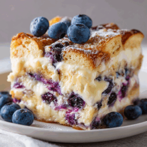 Read more about the article Unveiling the Ultimate Comfort Dessert: Creamy Blueberry Layered Bread Pudding