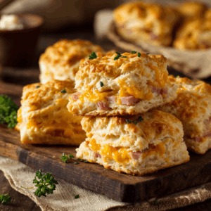 Read more about the article Savory Ham and Cheese Butter Biscuits: Fluffy Homemade Treat