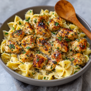 Read more about the article Garlic Butter Chicken Bites with Creamy Parmesan Pasta