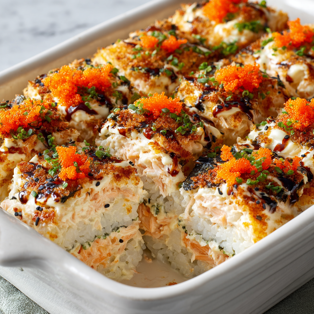 Spicy Tuna and Creamy Crab Sushi Bake