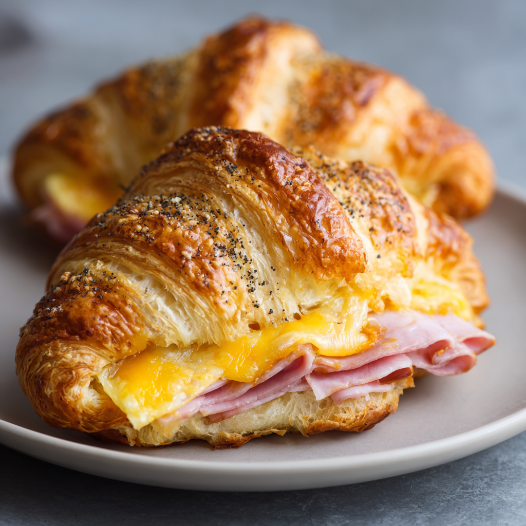 You are currently viewing Baked Ham and Cheese Croissants