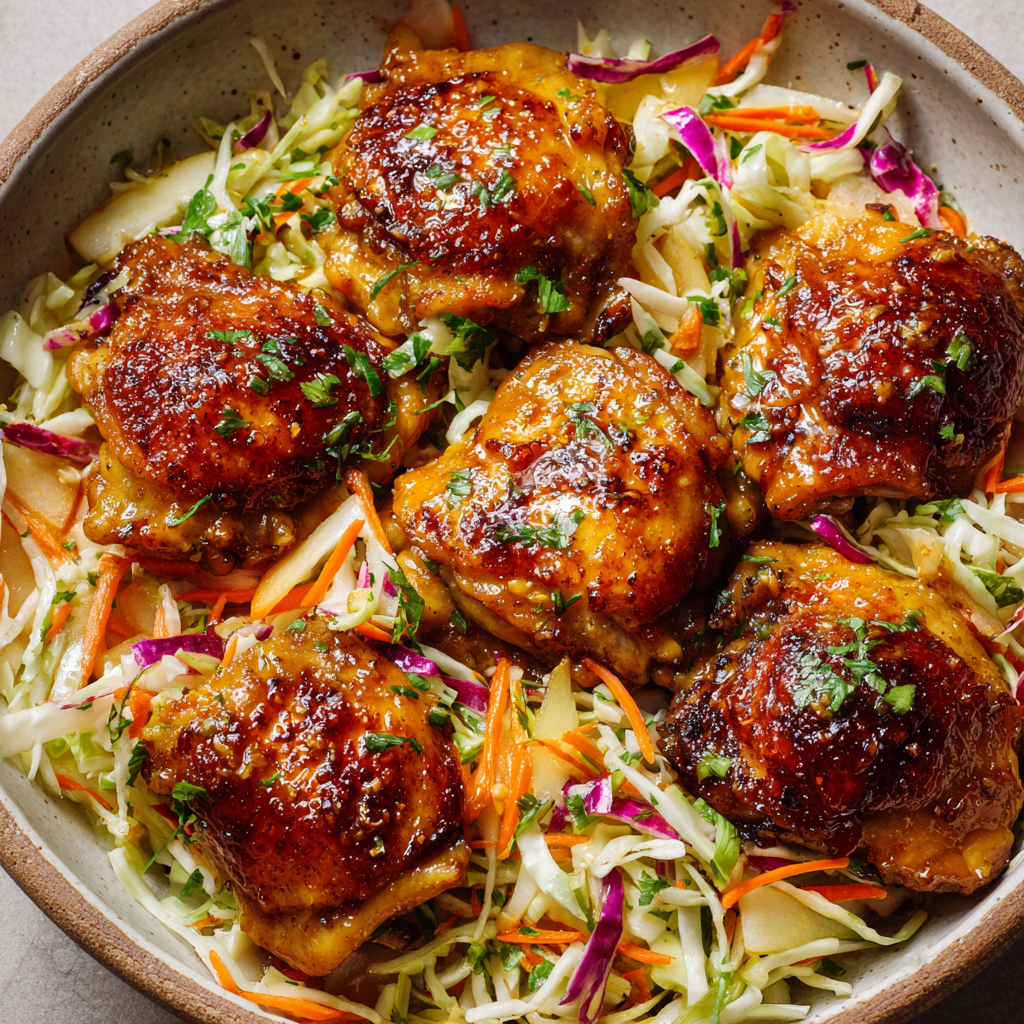 You are currently viewing Sticky Apple Cider Chicken with Crisp Autumn Slaw