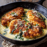 Crispy Parmesan Chicken with a Rich Garlic Sauce – Easy Dinner Idea