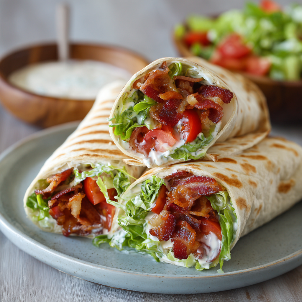 BLT Wrap with Marinated Tomatoes & Flavored Mayo