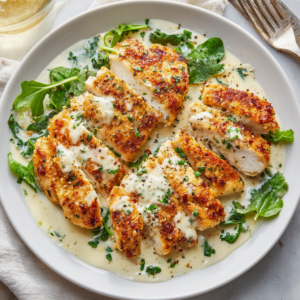 Read more about the article Crispy Parmesan Chicken with a Rich Garlic Sauce