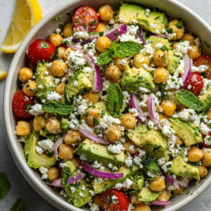 Read more about the article Chickpea Feta Avocado Salad