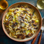 Caramelized Leek and Mushroom Gruyère Pasta