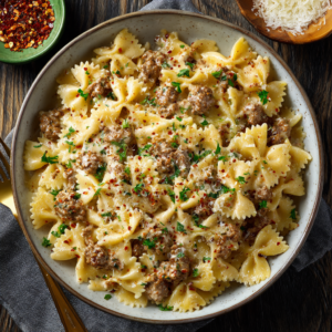 Read more about the article Cajun Cream Cheese Alfredo Bowties with Spiced Ground Beef: The Ultimate Comfort Pasta With a Bold Cajun Twist