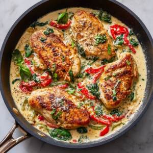 Read more about the article Creamy Parmesan Basil Chicken (One-Pan, Restaurant-Quality Dinner at Home)