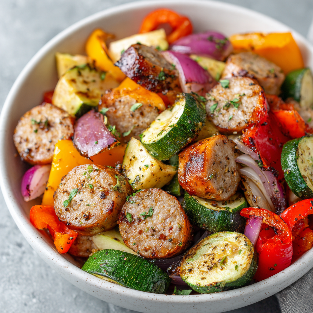You are currently viewing 10-Minute Air Fryer Chicken Sausage and Veggies