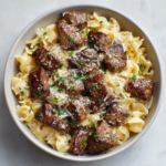 Garlic Butter Steak Bites with Creamy Parmesan Pasta